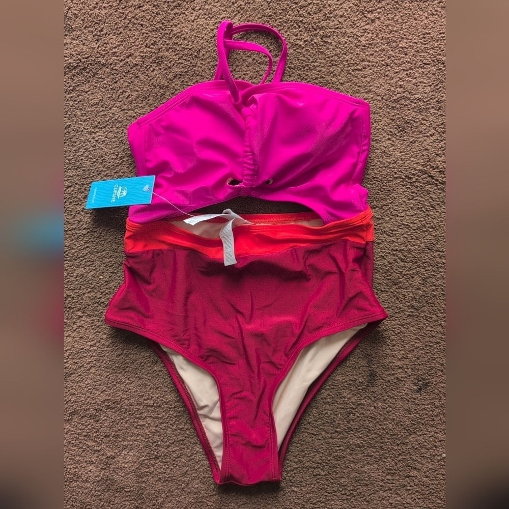 Cupshe Women's One Piece Swim Suit In Pink and Red XS
